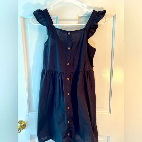 H&M | Dresses | Hm Black Linen Like Dress With Wooden Button Detail |  Poshmark